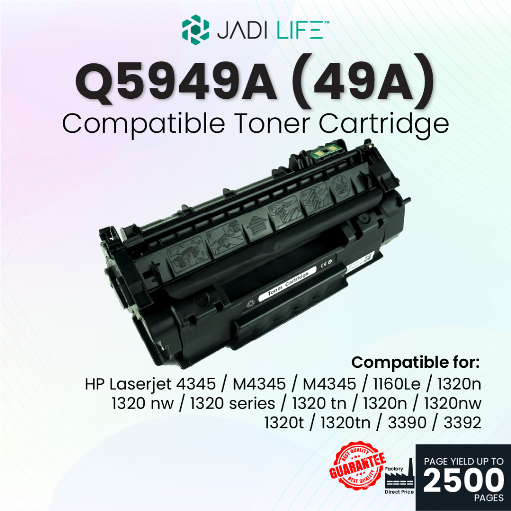 Compatible Q5949A Laser Toner Cartridge (White Box) For HP LaserJet 4345 / M4345 / M4345 / 1160 / 1160Le / 1320 / 1320 n / 1320 nw / 1320 series / 1320 t / 1320 tn / 1320n / 1320nw / 1320t / 1320tn / 3390 / 3392