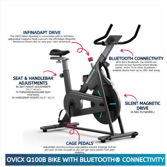  OVICX Q100 / Q200 Stationary Spin Bike with Magnetic Resistance Exercise Bikes Indoor Cycling Bike