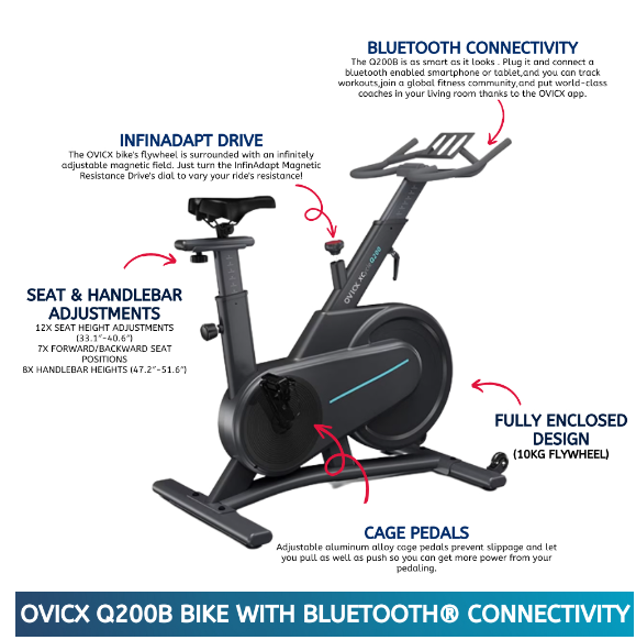  OVICX Q100 / Q200 Stationary Spin Bike with Magnetic Resistance Exercise Bikes Indoor Cycling Bike