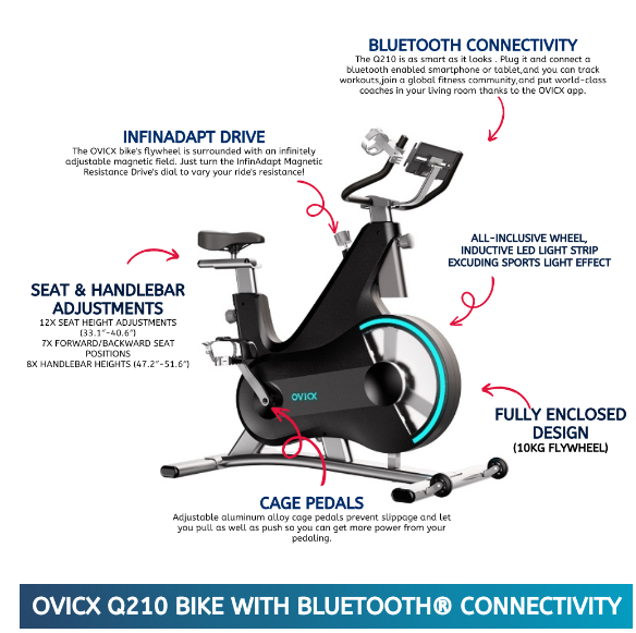  OVICX Q100 / Q200 Stationary Spin Bike with Magnetic Resistance Exercise Bikes Indoor Cycling Bike