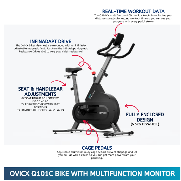  OVICX Q100 / Q200 Stationary Spin Bike with Magnetic Resistance Exercise Bikes Indoor Cycling Bike