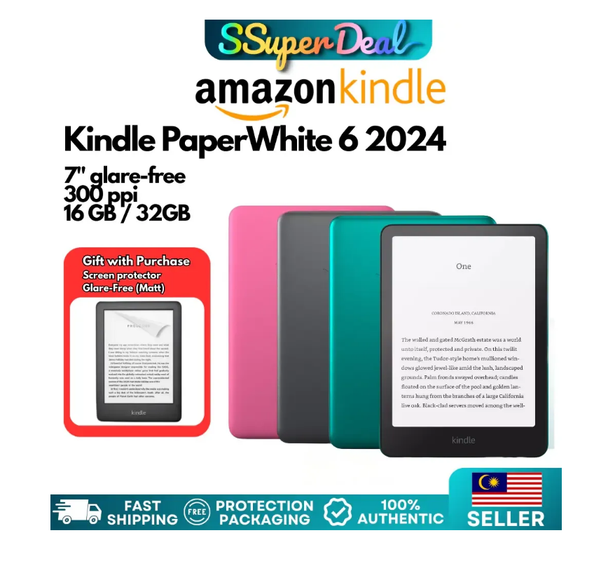 (Free Screen Protector) 2024 Amazon Kindle Paperwhite 12th Generation with new 7" glare-free display