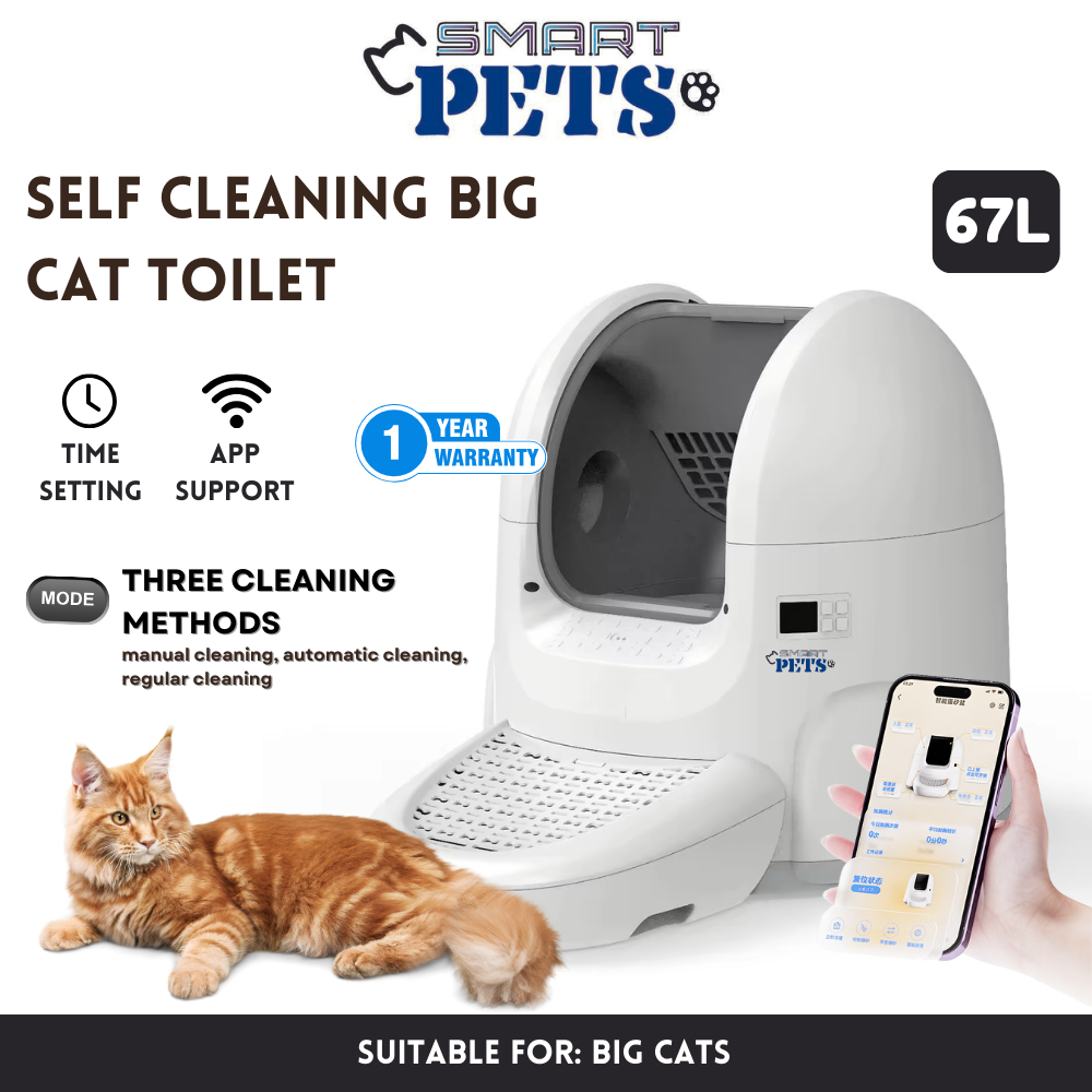  Smart Cat Litter Box Intelligent Automatic Self-cleaning Toilet For Cats 65L BIG CAT