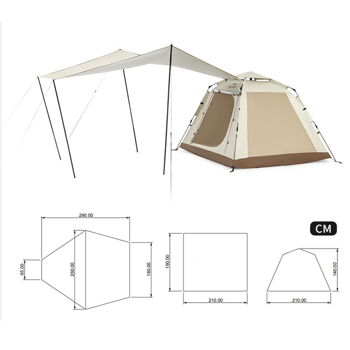 Naturehike Angoワンタッチテント 3人用 防水 ロッジ型テント タープ シルバーコーティング 小屋 UPF50+ UVカット