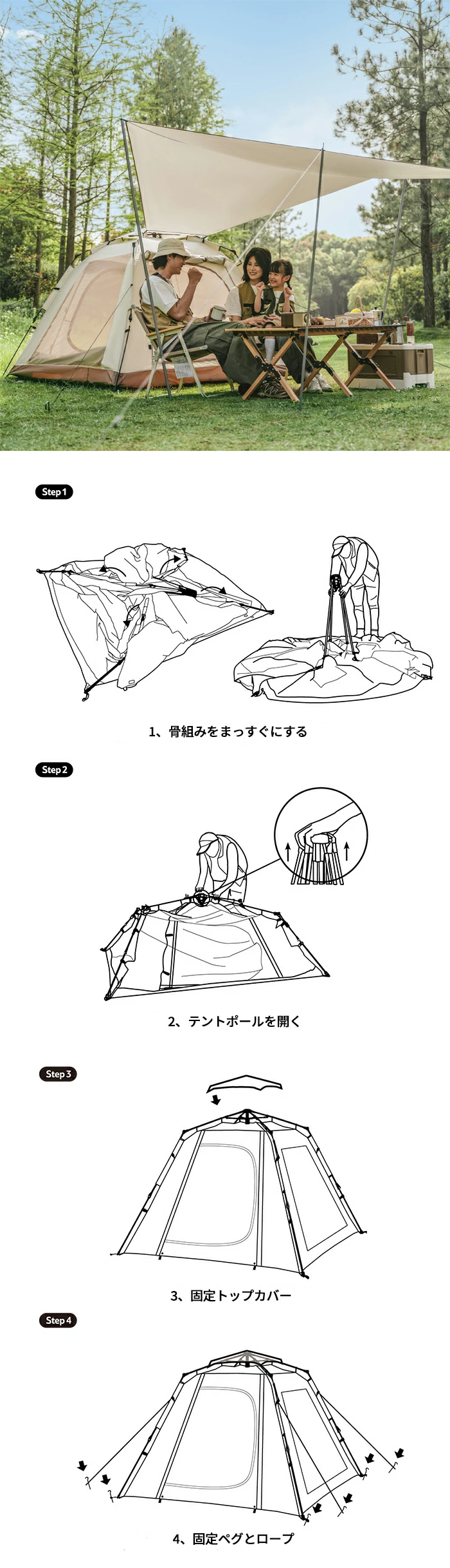 Naturehike Angoワンタッチテント 3人用 防水 ロッジ型テント Naturehike Angoワンタッチテント 3人用 防水 ロッジ型テント