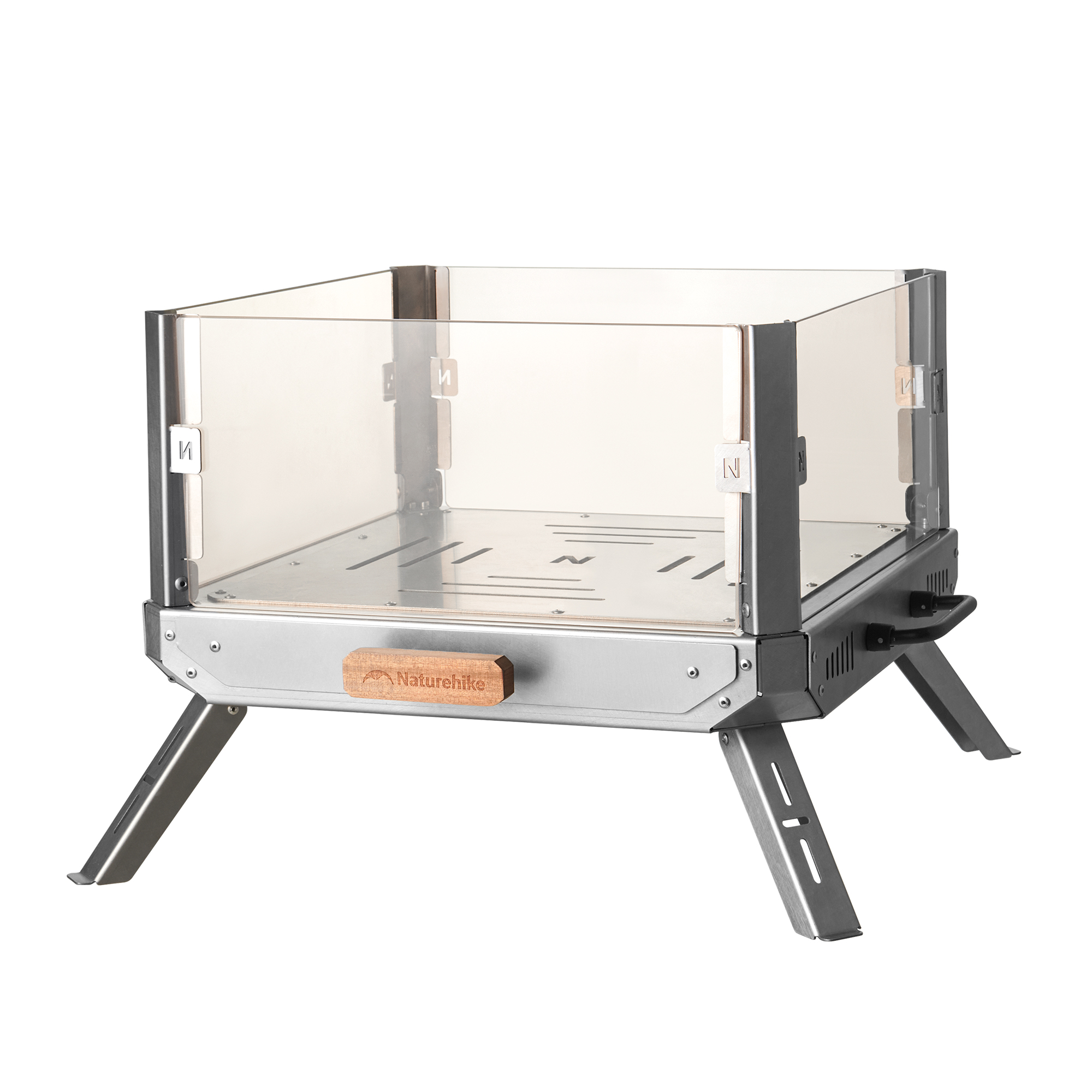 新作Naturehike 焚き火台 折りたたみ キャンプ ガラス製 ４面透明デザイン おしゃれ アウトドア 収納バッグ付き