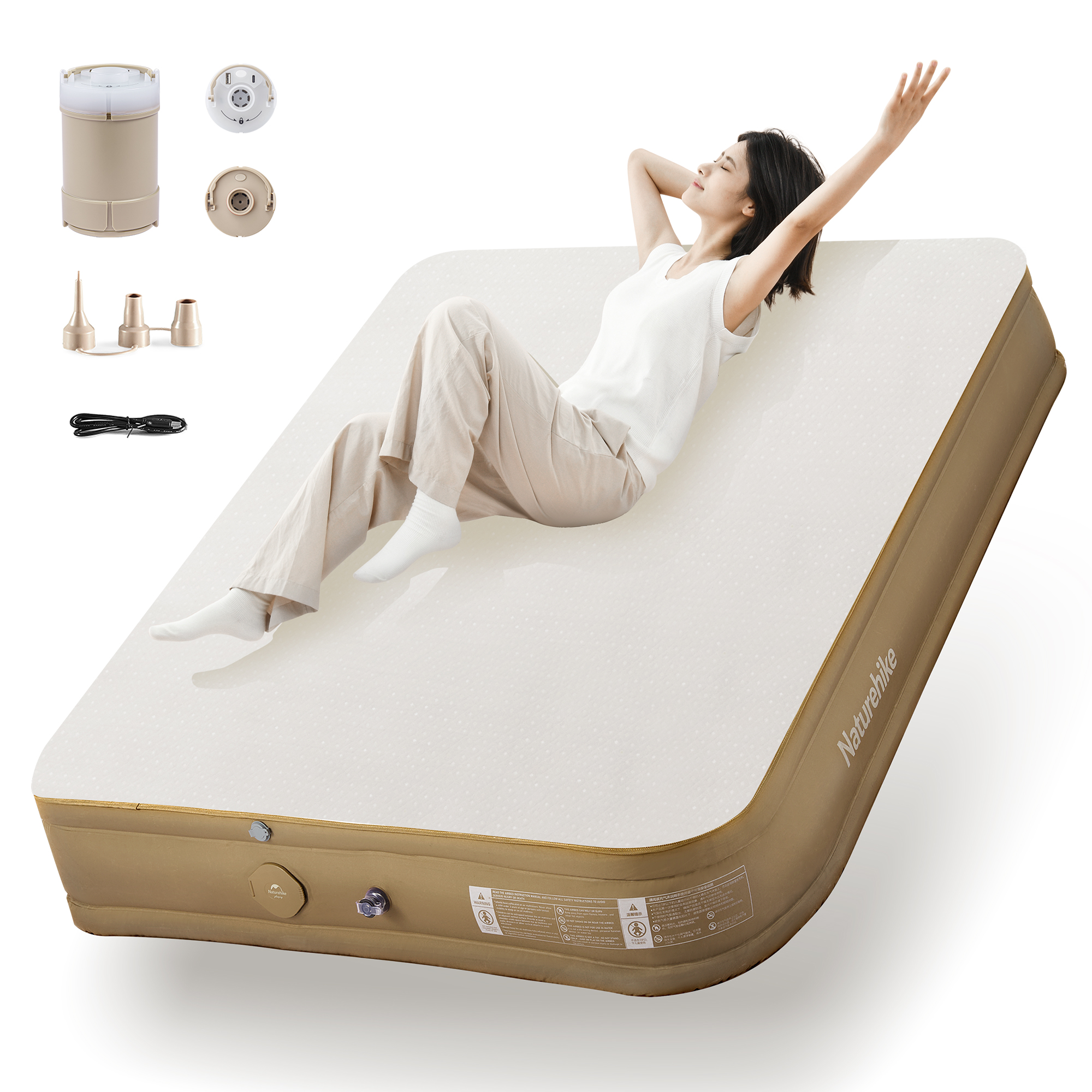 Naturehike エアーマット電動 ポンプ内蔵 厚手30cm【5cm高反発素材】快適 保温 キャンプ マット 静音 耐久性