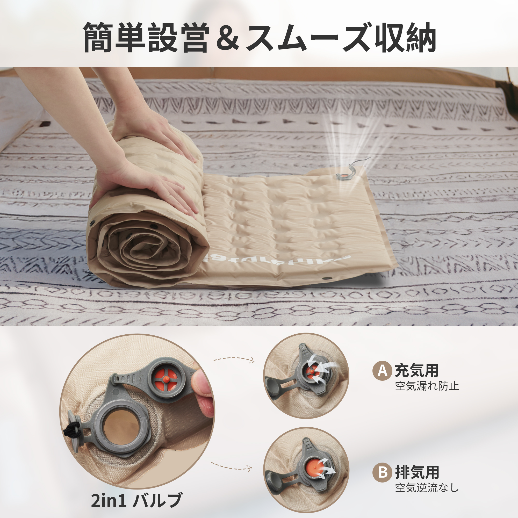 新作Naturehike Dシリーズ エアーマット 自動膨張 コンパクト 革新内部構造 厚手6cm キャンプ用 キャンプマット 無限連結可能 耐水加工 インフレーター 超軽量