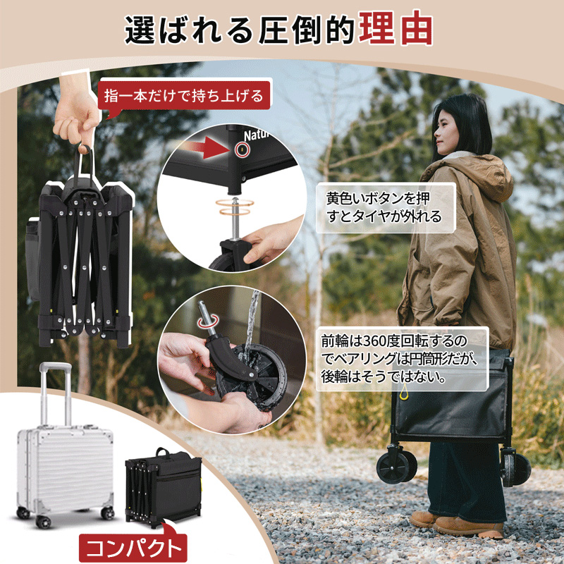 Naturehike Mini キャリーワゴン アウトドアワゴン 110L 折りたたみ コンパクト