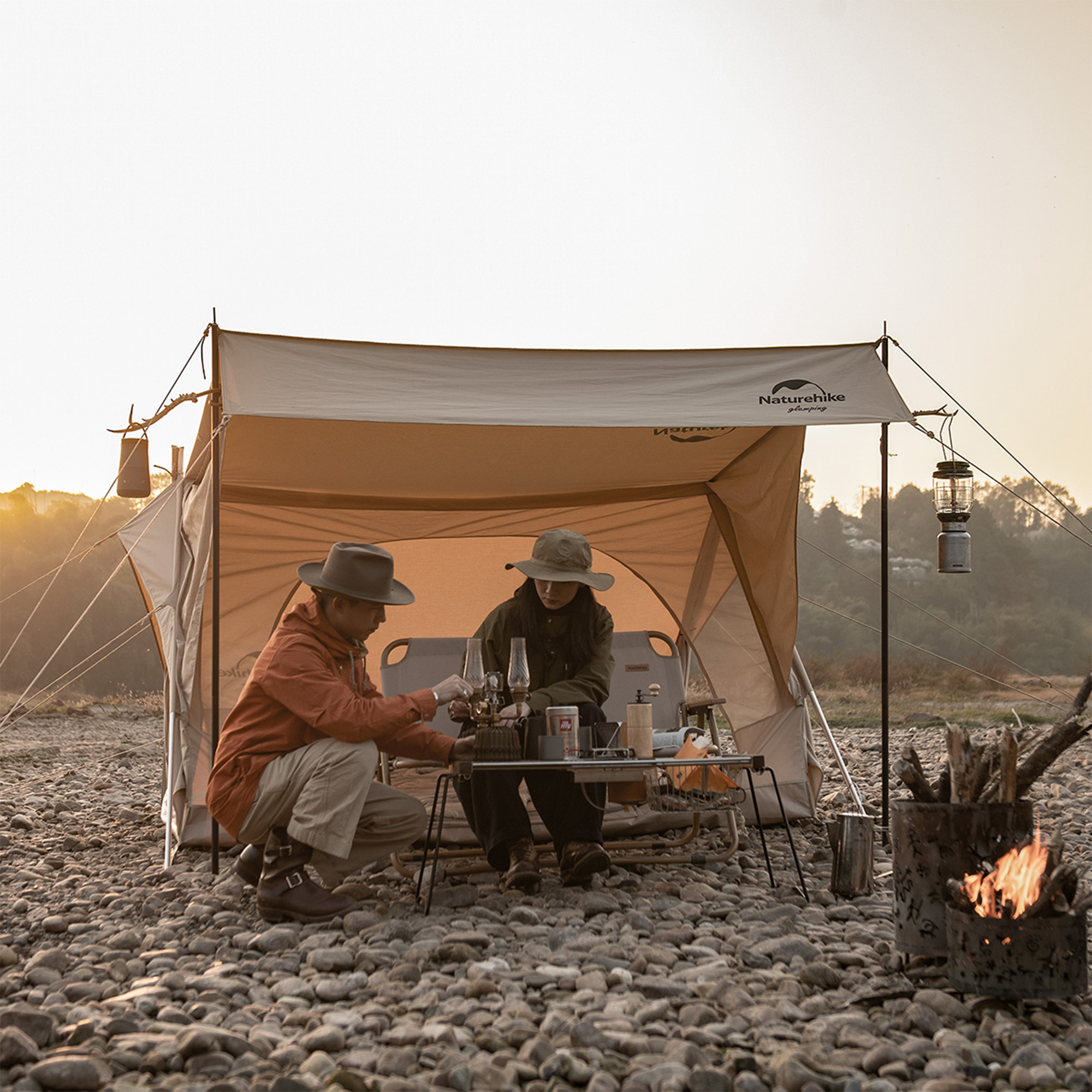 Naturehike EXtend4.8 ロッジテント A型フレームテント 綿布テント 2~3人用 TC 通気性 二重層 出入り口 豪華 設営簡単 ポリコットン