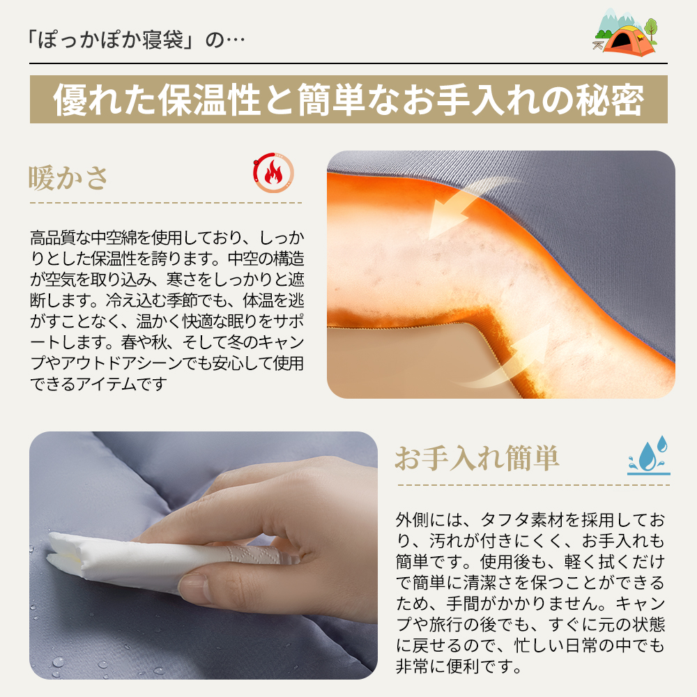 Naturehike PL02 寝袋 シュラフ 洗える 手伸ばしできる コンパクト 軽量