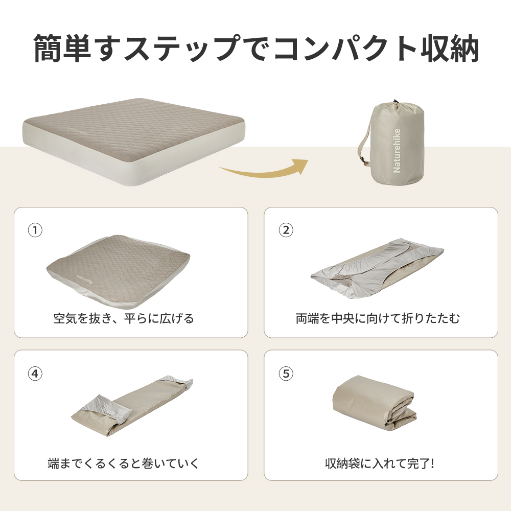 Naturehike YM エアーベッド 内蔵電動ポンプ 20cm/30cm エアーマット 1/2人用 サポート感 