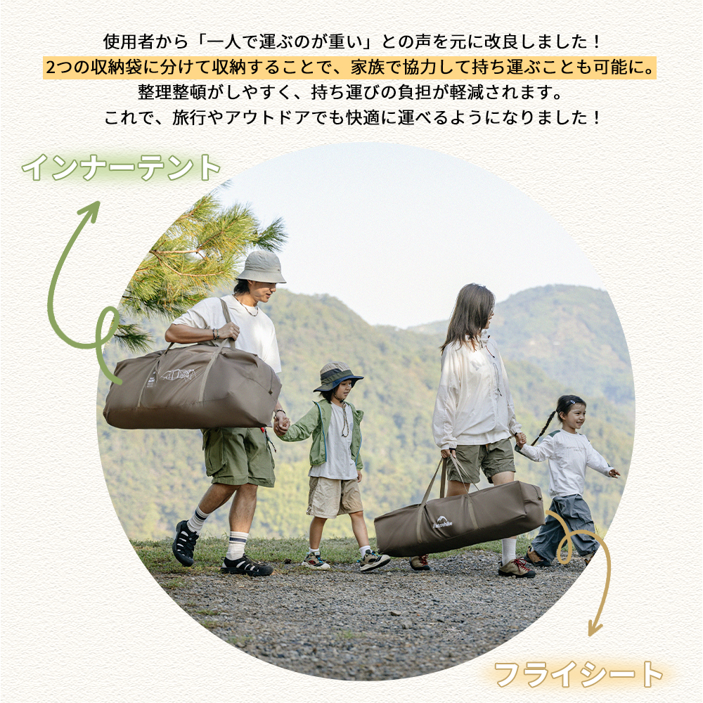 【新作】Naturehike Village13 Pro プレミアム版+ベーシック版 ワンタッチテント アルミ合金フレーム  煙突口対応可能前幕