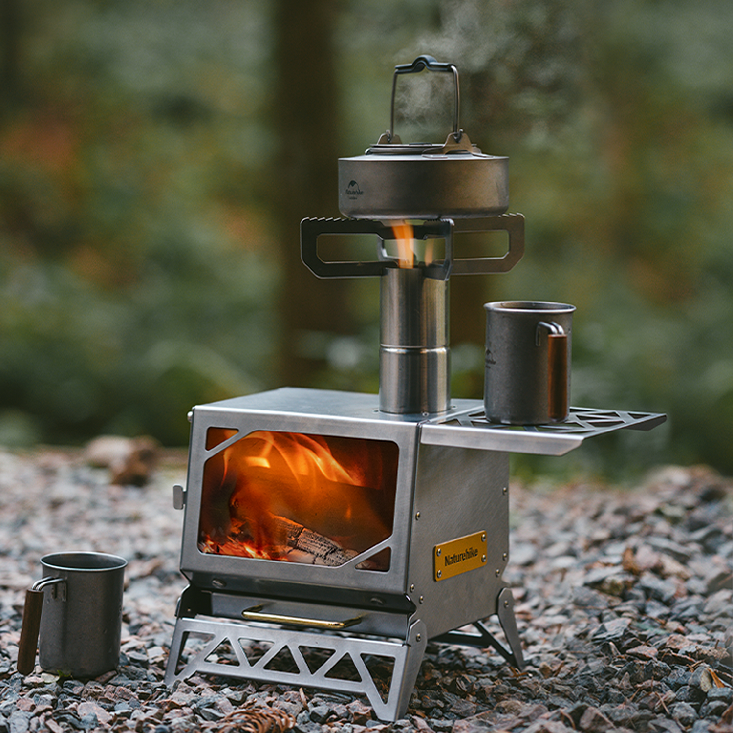 Naturehike 430ステンレス 卓上 薪ストーブ 小型 薪暖炉 焚き火台 