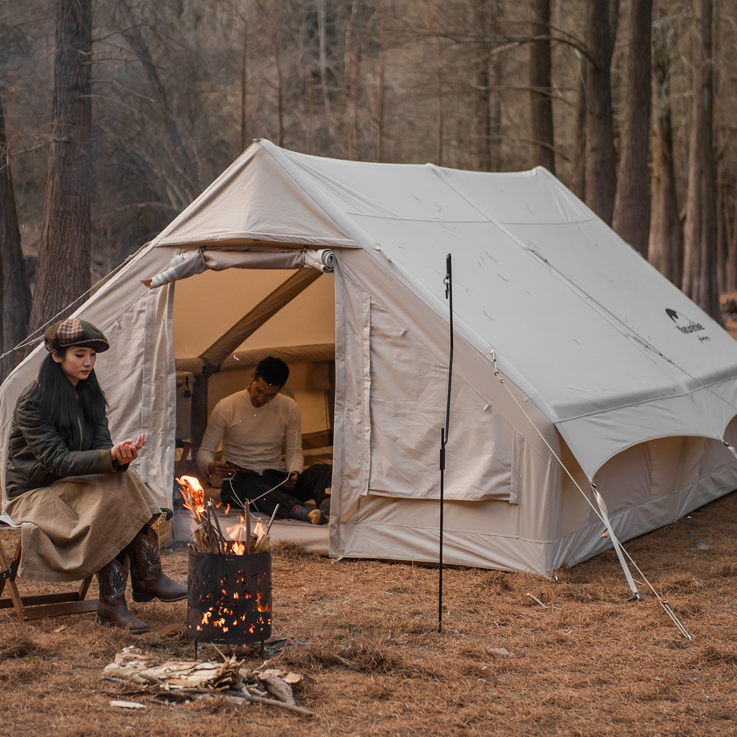 Naturehike Air12.0 エアーテント 綿布テント インフレータブルテント ロッジテント TC 通気 2~6人用 ２重層 空気入れ付き 自立式