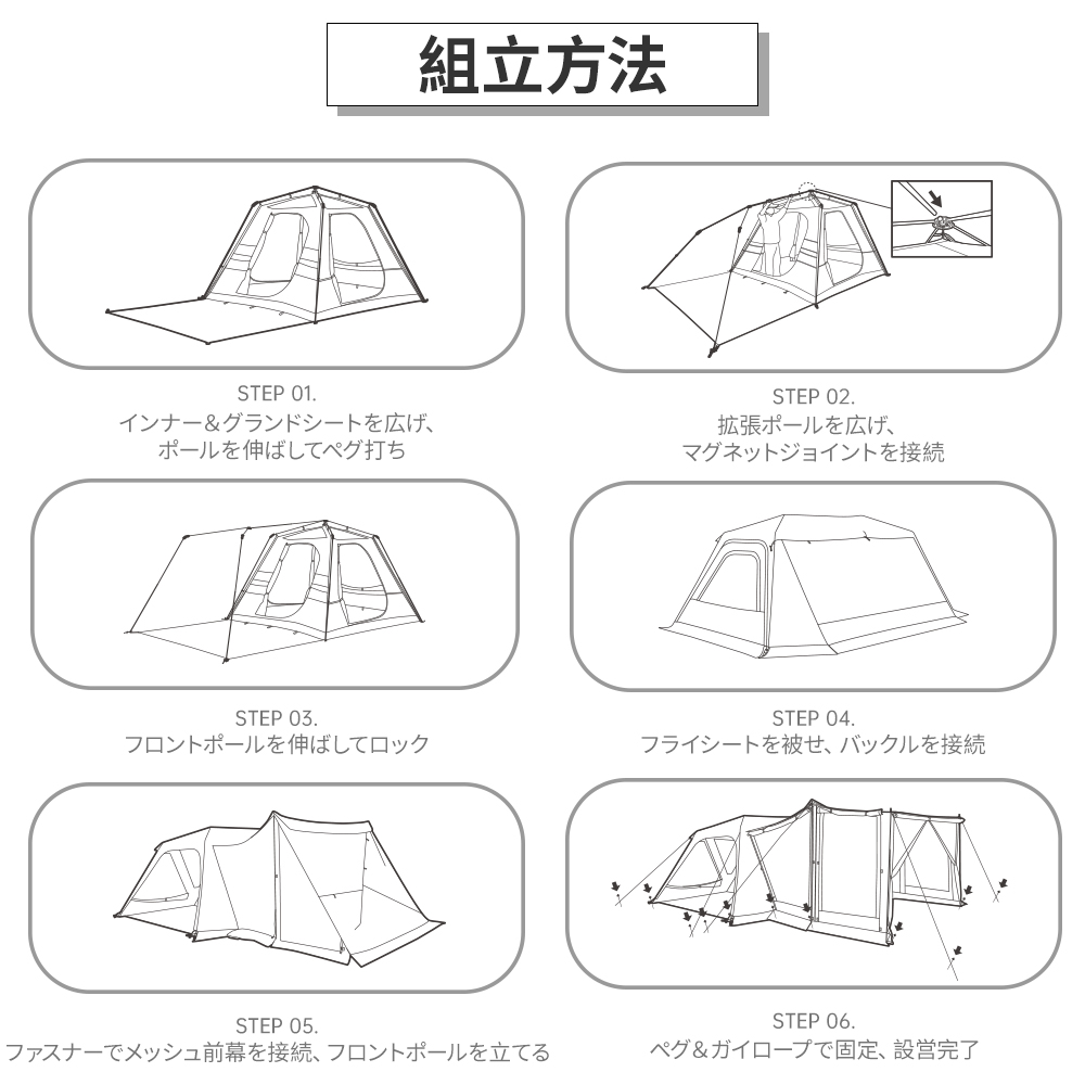 Naturehike Village13 NEO プレミアム版+ベーシック版 ワンタッチテント アルミ合金フレーム  煙突口対応可能前幕