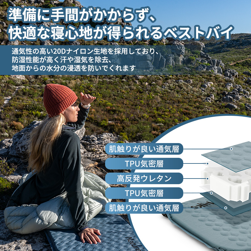 Naturehike エアーマット超軽量コンパクト アウトドア キャンプ 登山 Naturehike インフレータブルマット エアーマット 自動膨張 3.5