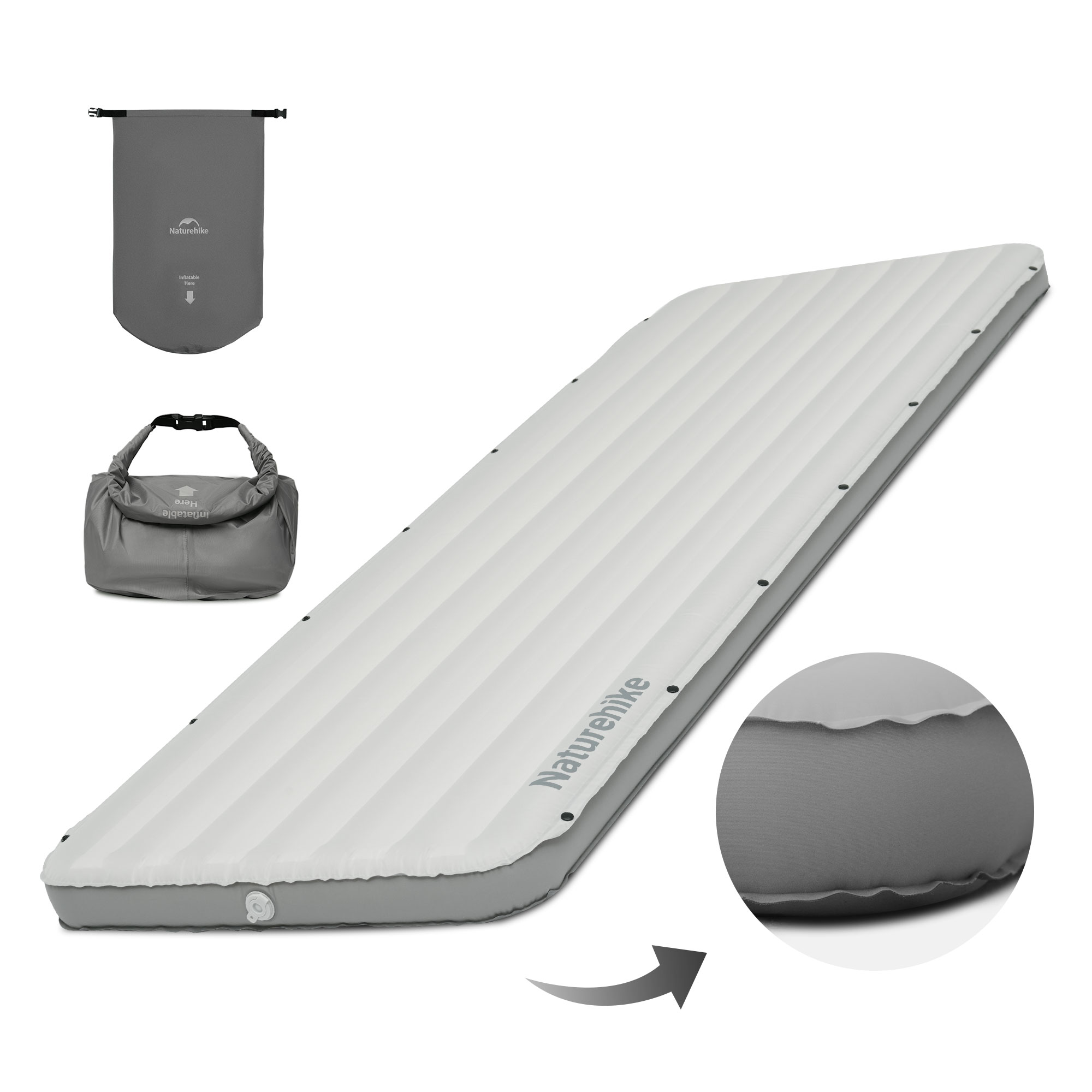 新作Naturehike Libamboo エアーマット キャンプマット 足踏み式 エアバッグ式 空気入れ 9.5cm厚さ 無限連結可能 TPU 耐久性 インフレータブルバッグ付き