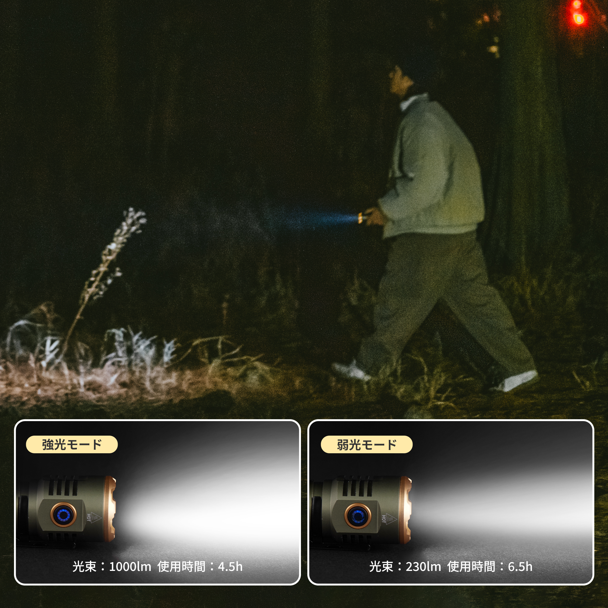 Naturehike 懐中電灯 ハンディライト 2モード調光 Type-C充電式 キャンプ用