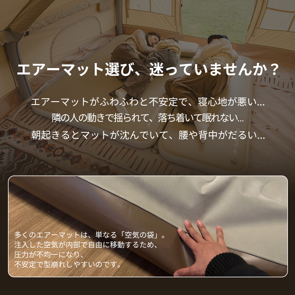 Naturehike エアマット 高反発 サポート エアーマット 1/2人用 手動