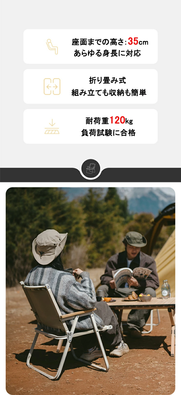 Naturehike Fe01 アウトドアチェア 軽量2.7kg コンパクト 耐荷重 120kg