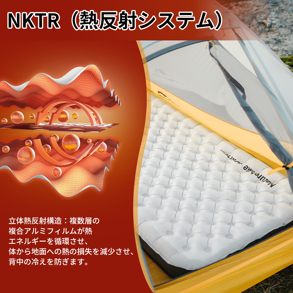 Naturehike R6.5 エアマット 高R値 超軽量 厚手10cm コンパクト 収納袋付き エアーマット サイドウォール アウトドア -25°C使用可能