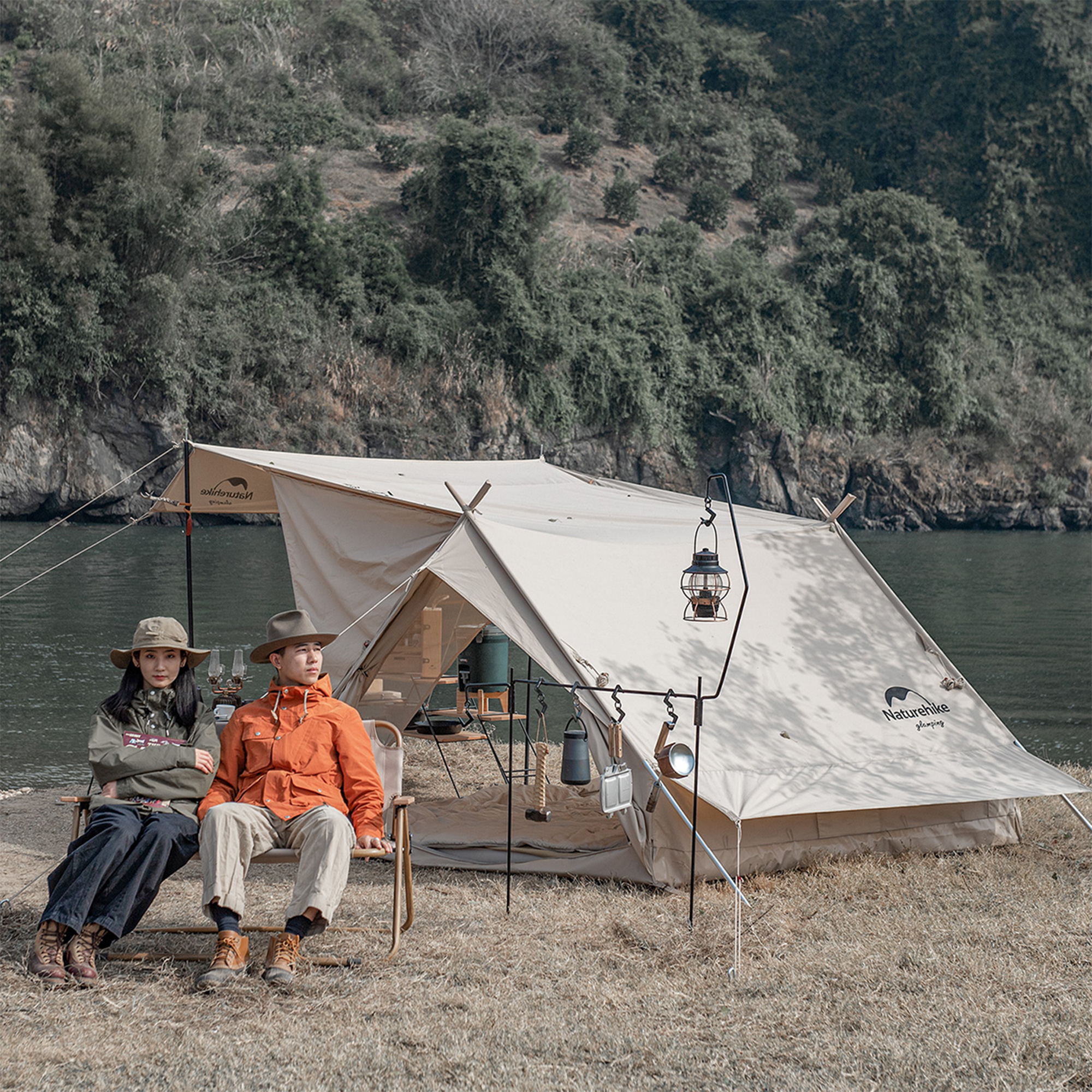 Naturehike EXtend4.8 ロッジテント A型フレームテント 綿布テント 2~3人用 TC 通気性 二重層 出入り口 豪華 設営簡単 ポリコットン