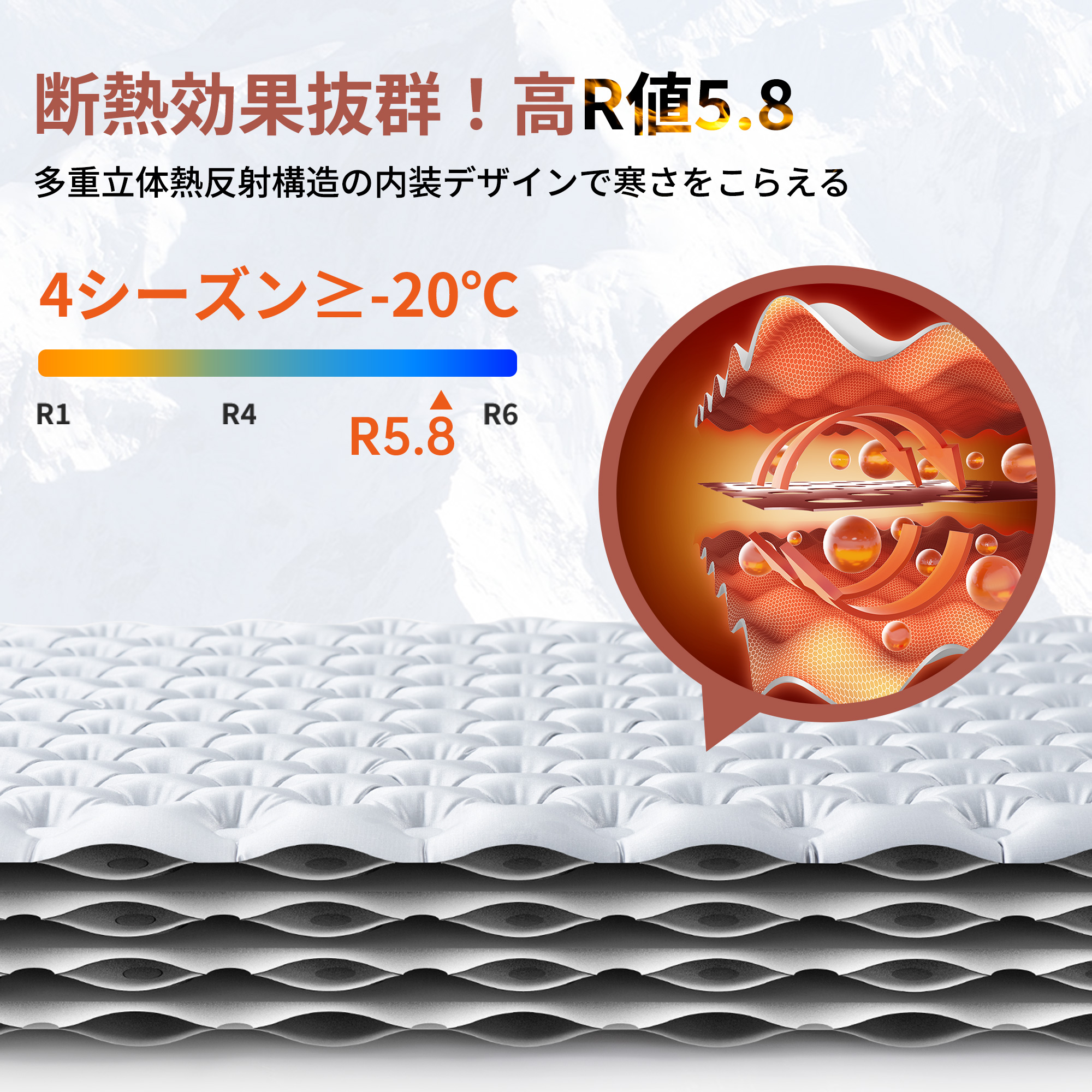 Naturehike R5.8 R4.6 エアマット 高R値 超軽量 連結可能 厚手8cm コンパクト 収納袋付き エアーマット