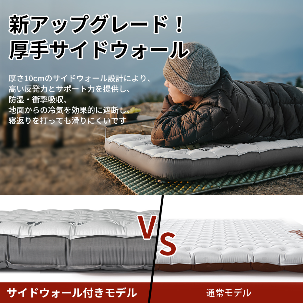 Naturehike R6.5 エアマット 高R値 超軽量 厚手10cm コンパクト 収納袋付き エアーマット サイドウォール アウトドア -25°C使用可能