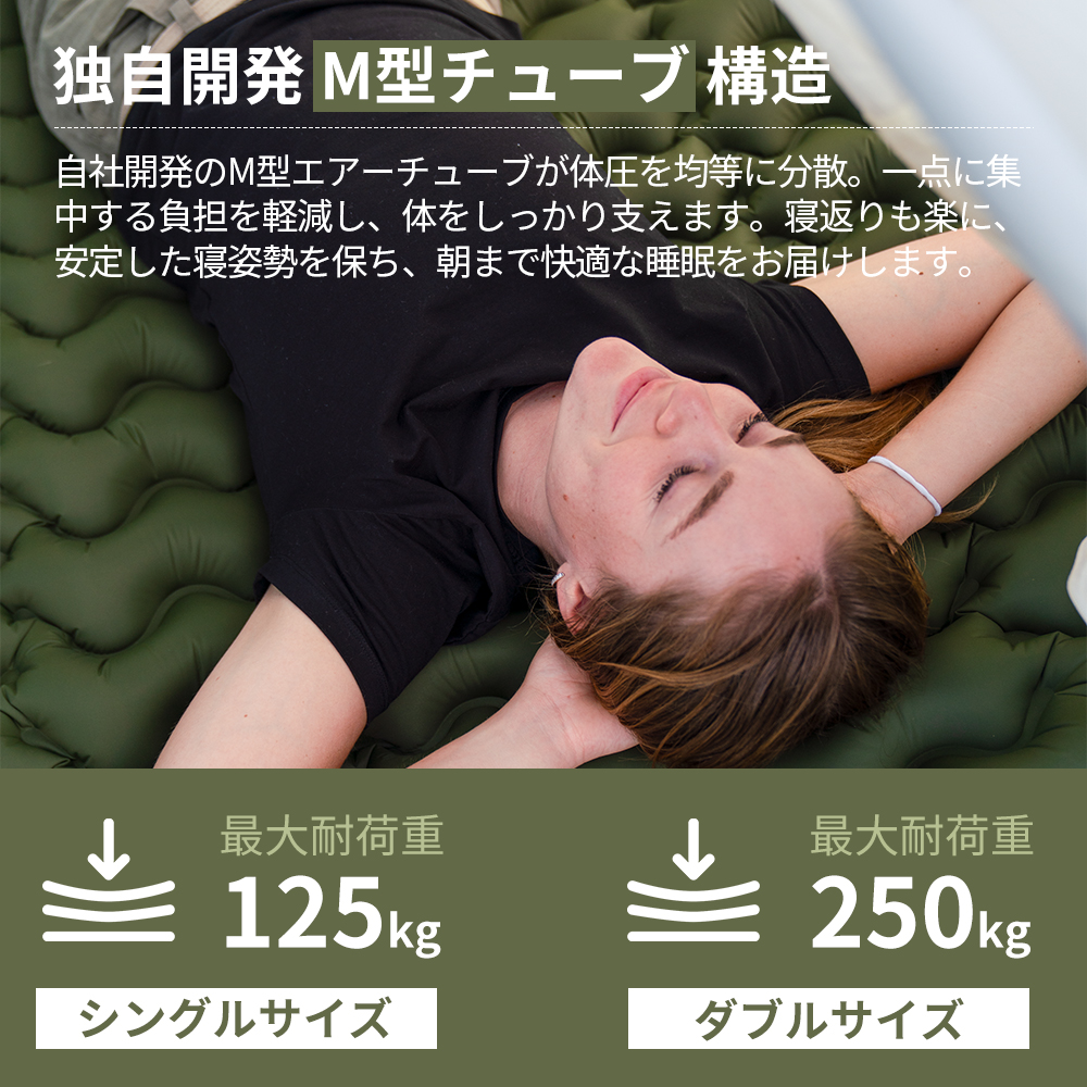 Naturehike FC01 キャンプ マット 足踏み式 エアマット コンパクト 枕付き 6.5cm 厚 断熱 