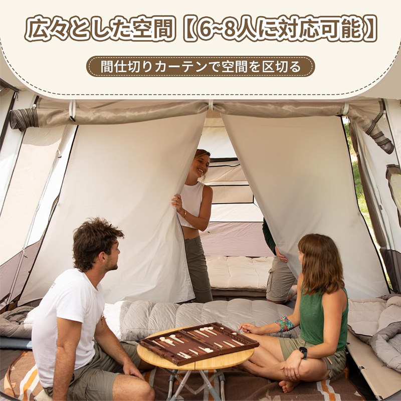 新作商品Naturehike Cape12.9 ワンタッチ テント 4~8人用 パークテント キャンプ 設営簡単 uvカット  自立式 大型 ‎ロッジ型