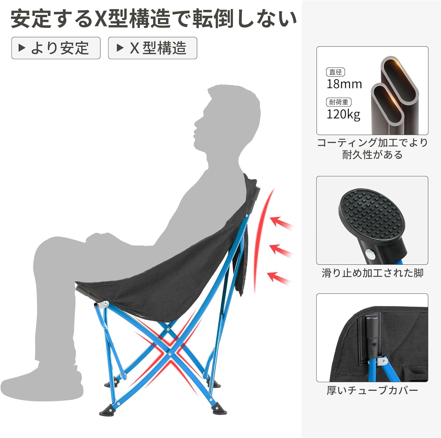 Naturehike YL04 アウトドアチェア 折りたたみ 二色 収束式 1秒開閉 組み立て不要 軽量 ワイド 広い座面