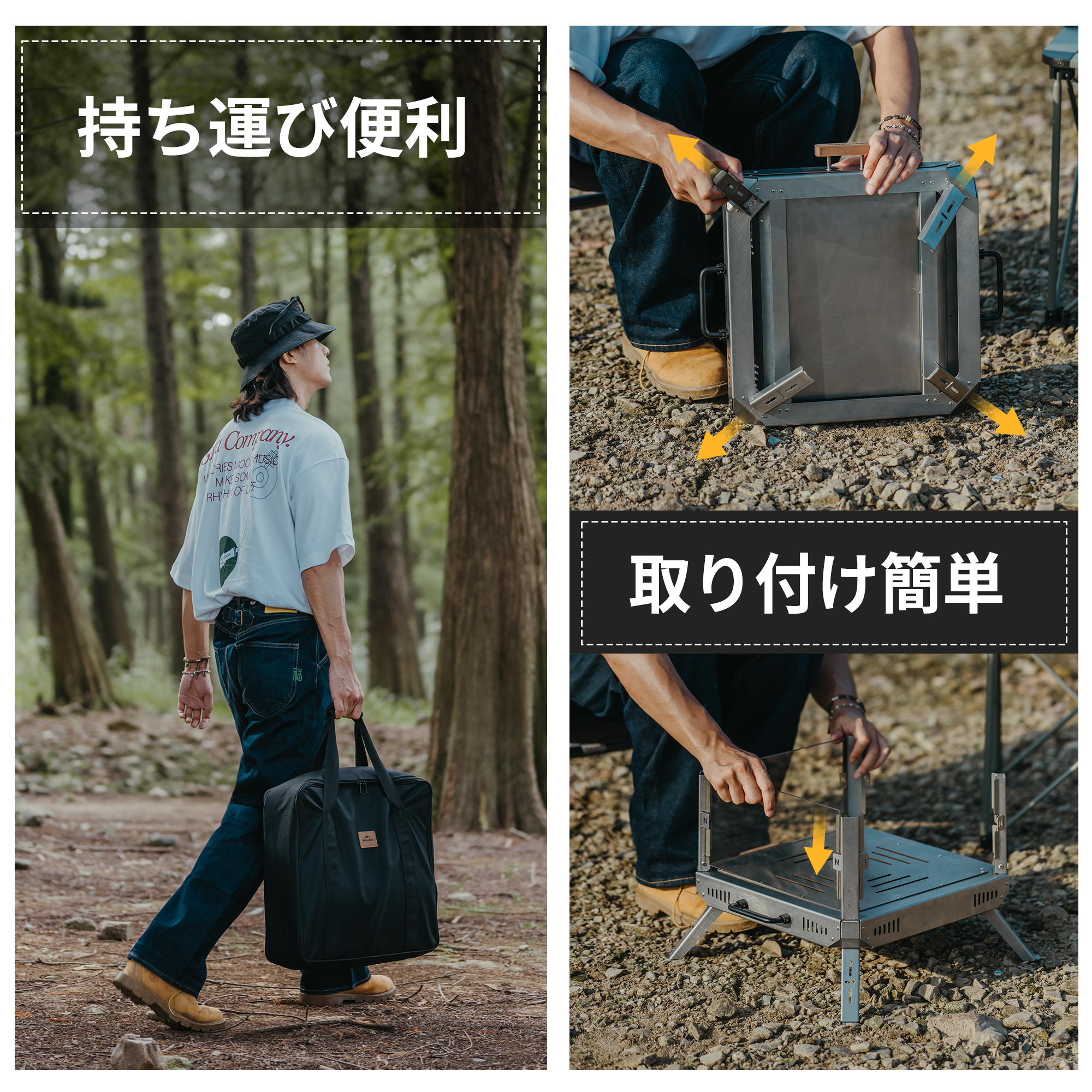 新作Naturehike 焚き火台 折りたたみ キャンプ ガラス製 ４面透明デザイン おしゃれ アウトドア 収納バッグ付き
