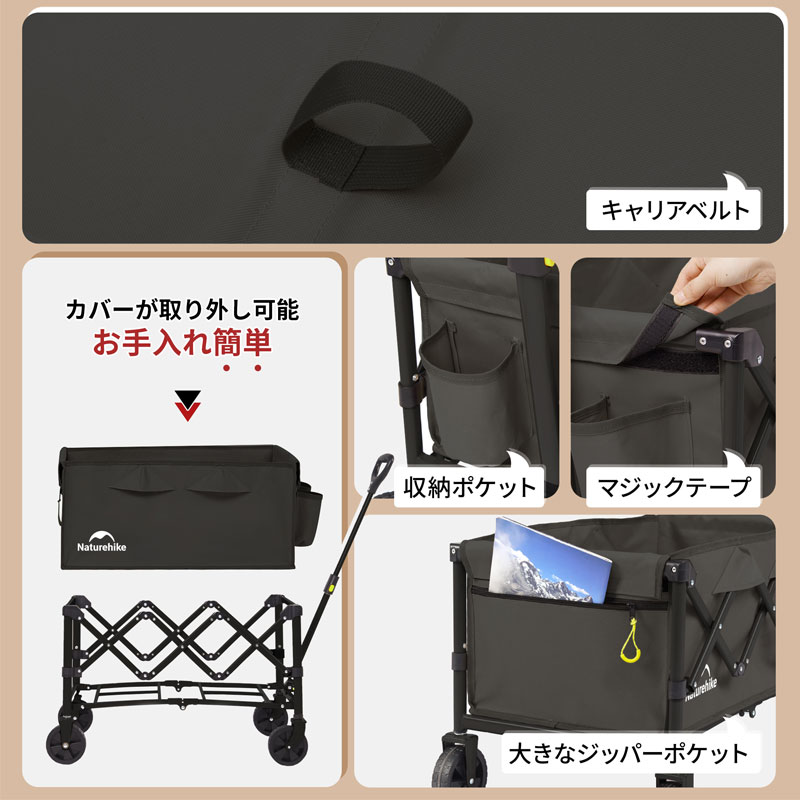 Naturehike Mini キャリーワゴン アウトドアワゴン 110L 折りたたみ