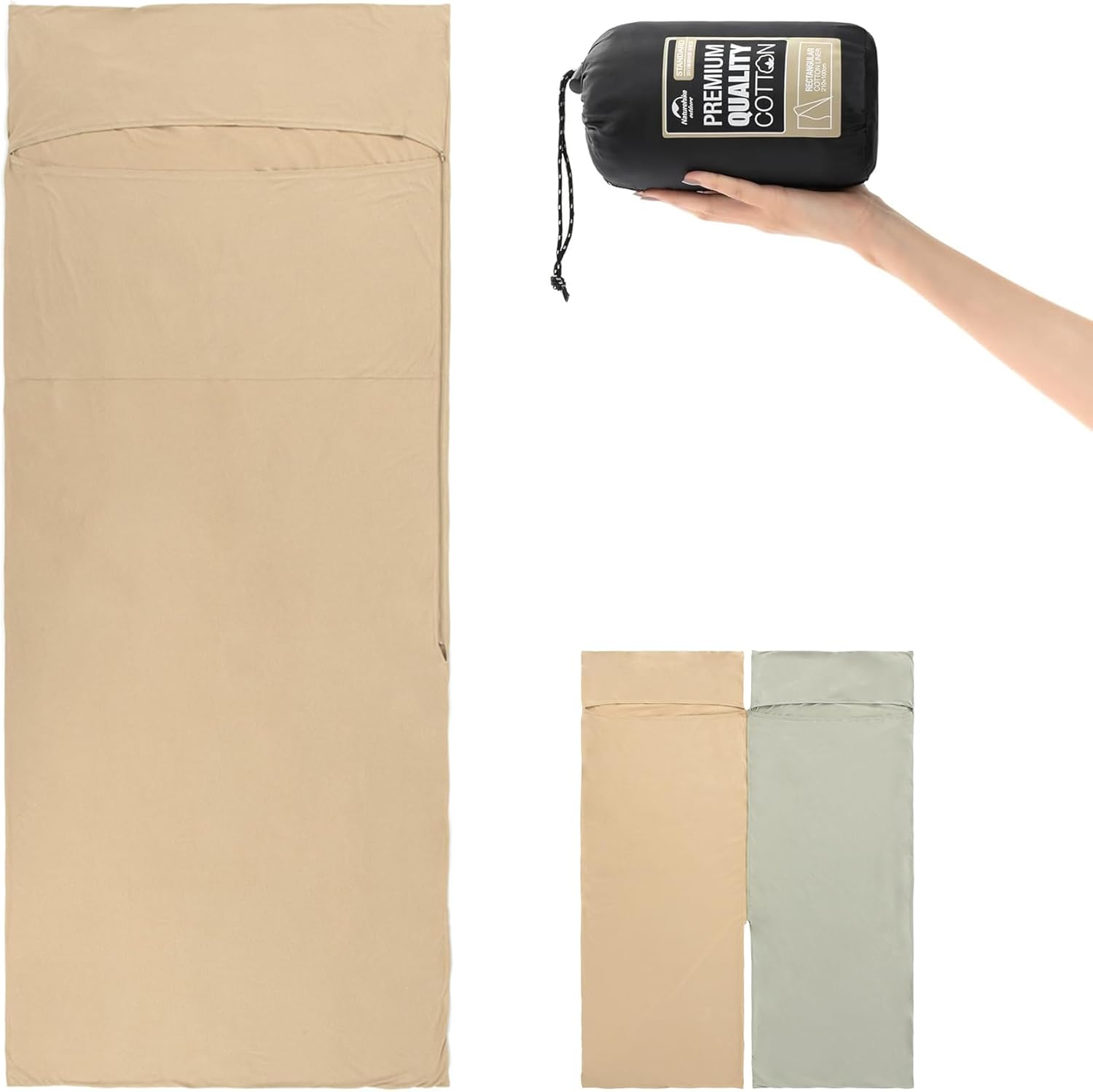 Naturehike インナーシーツ コットン100% 通気性 ワイド インナーシュラフ 柔らかい 肌触り良い 無刺激性 軽量 コンパクト 速乾 吸汗性トラベルシーツ シュラフライナー