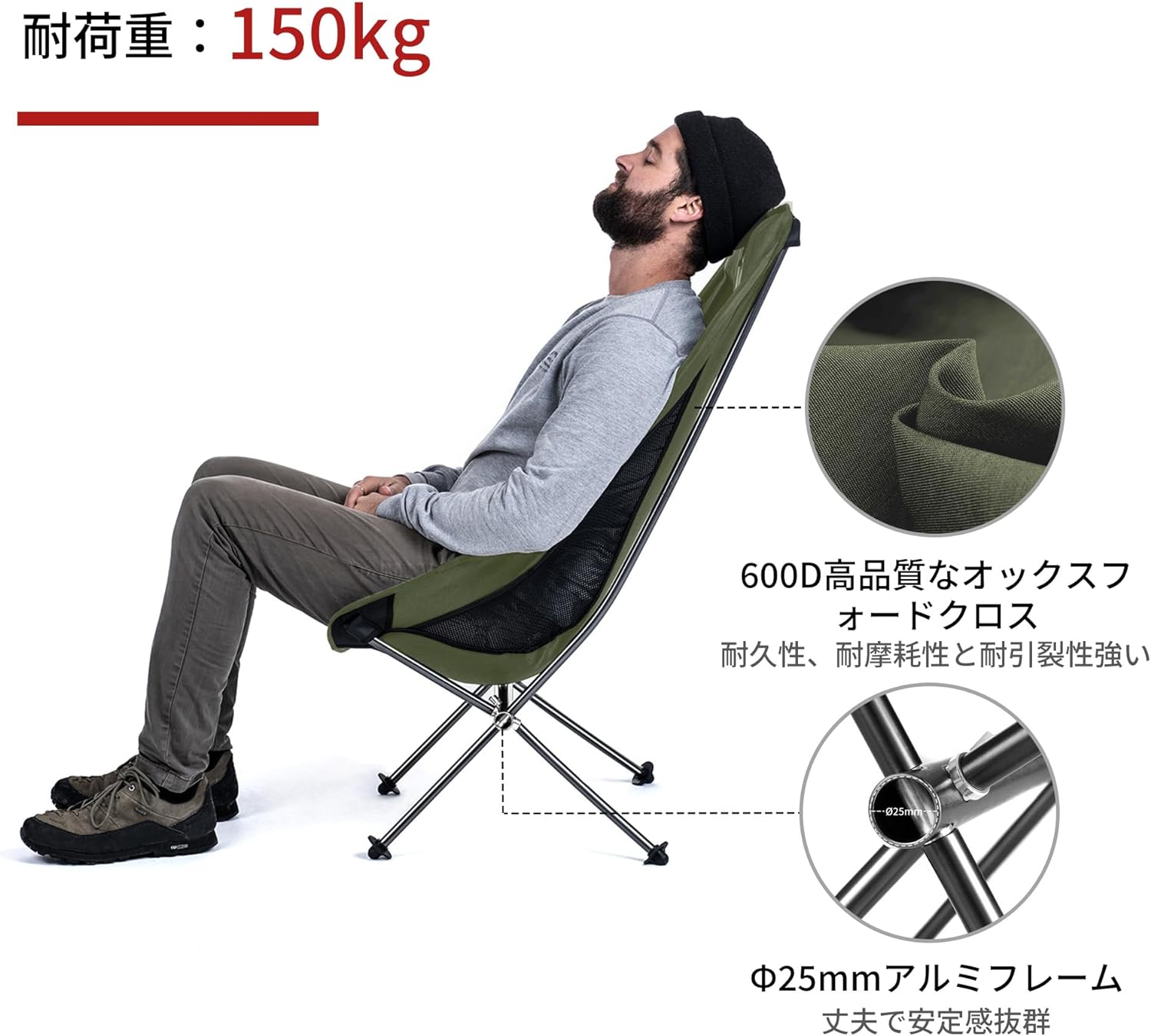 Naturehike YL06 アウトドアチェア 折りたたみ いす キャンプ チェア 軽量 耐荷重120kg