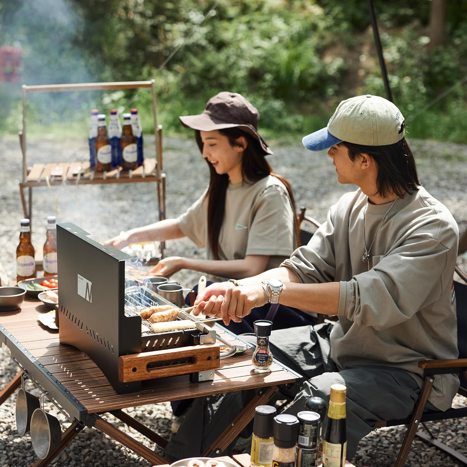 Naturehike バーベキュー コンロ 卓上 折りたたみ キャンプ テーブルトップグリル 2～4人用 焼き網付き コンパクト