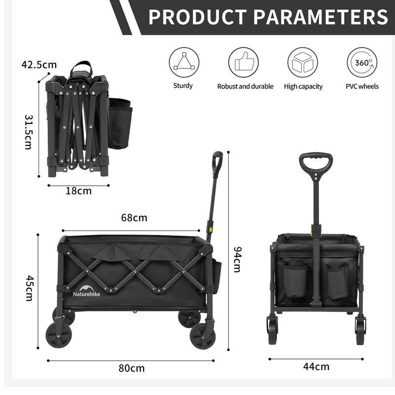 Naturehike Mini キャリーワゴン アウトドアワゴン 110L 折りたたみ