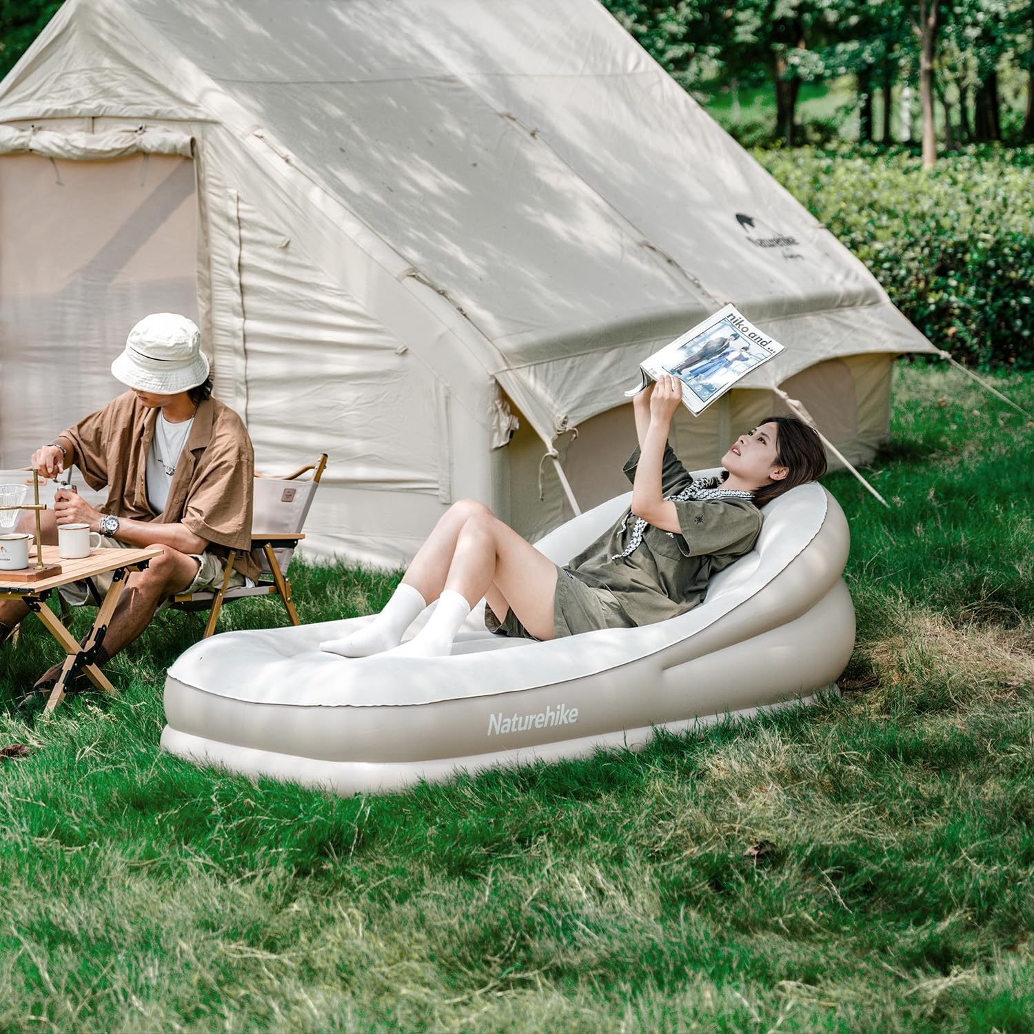 Naturエアーマット 電動ポンプ内蔵 エアーソファー 電動ソファ