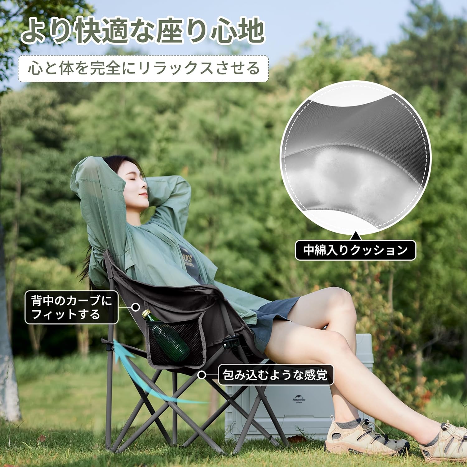 Naturehike 超軽量折りたたみ式キャンプチェア ハイバック軽量ポータブル コンパクト 高耐久 300ポンド 大人&子供用 バックパック ハイキ＿並行輸入品 NatureHike コット キャンプ アウトドア ベット アウトドアチェア