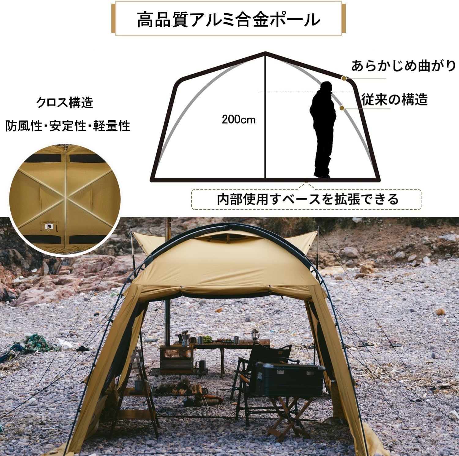Naturehike Dune10.9 ドームテント 2～3人用 UPF50+ ツールーム