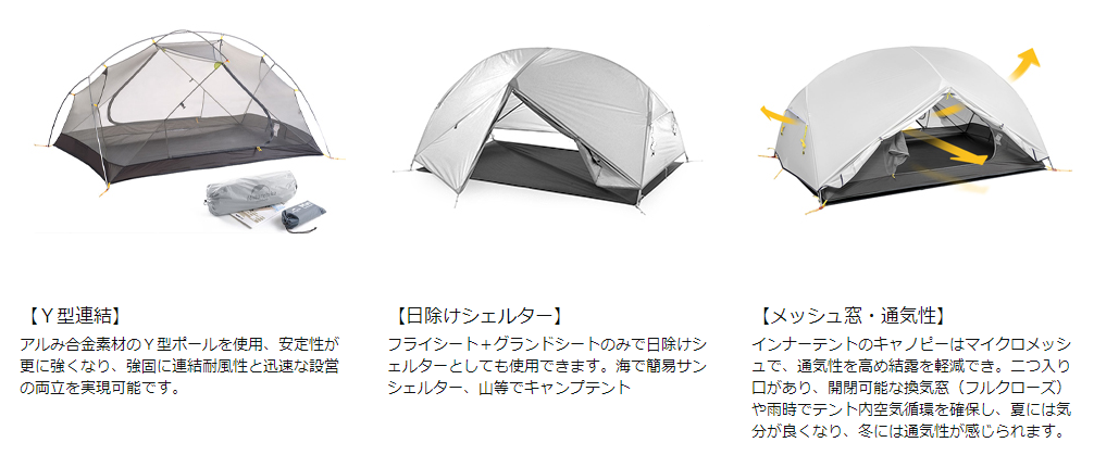 Naturehike Mongar テント 2人用 軽量 アウトドア モンガー 二 Naturehike Mongar テント 2人用 軽量 アウトドア モンガー 二