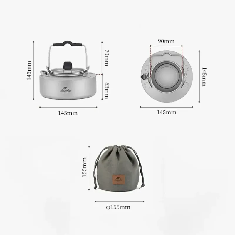 送料込み新品未使用キャンプやBBQに 軽量チタン製ケトル 収納袋付き チタンケトル やかん 1000ml ケトル ケットル キャンプ キャンプ