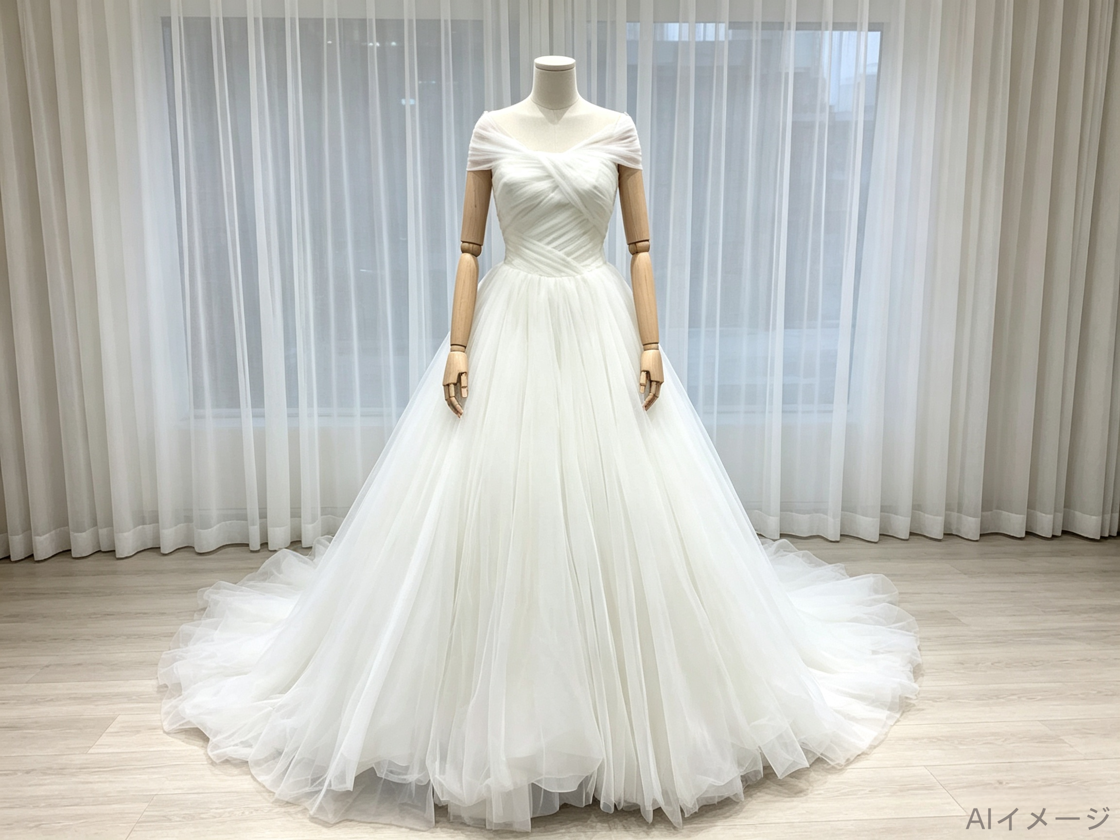 ウェディングドレス オフショルダー プリンセスライン ふっくら柔らかなバックリボン 優雅なシルエット 結婚式
