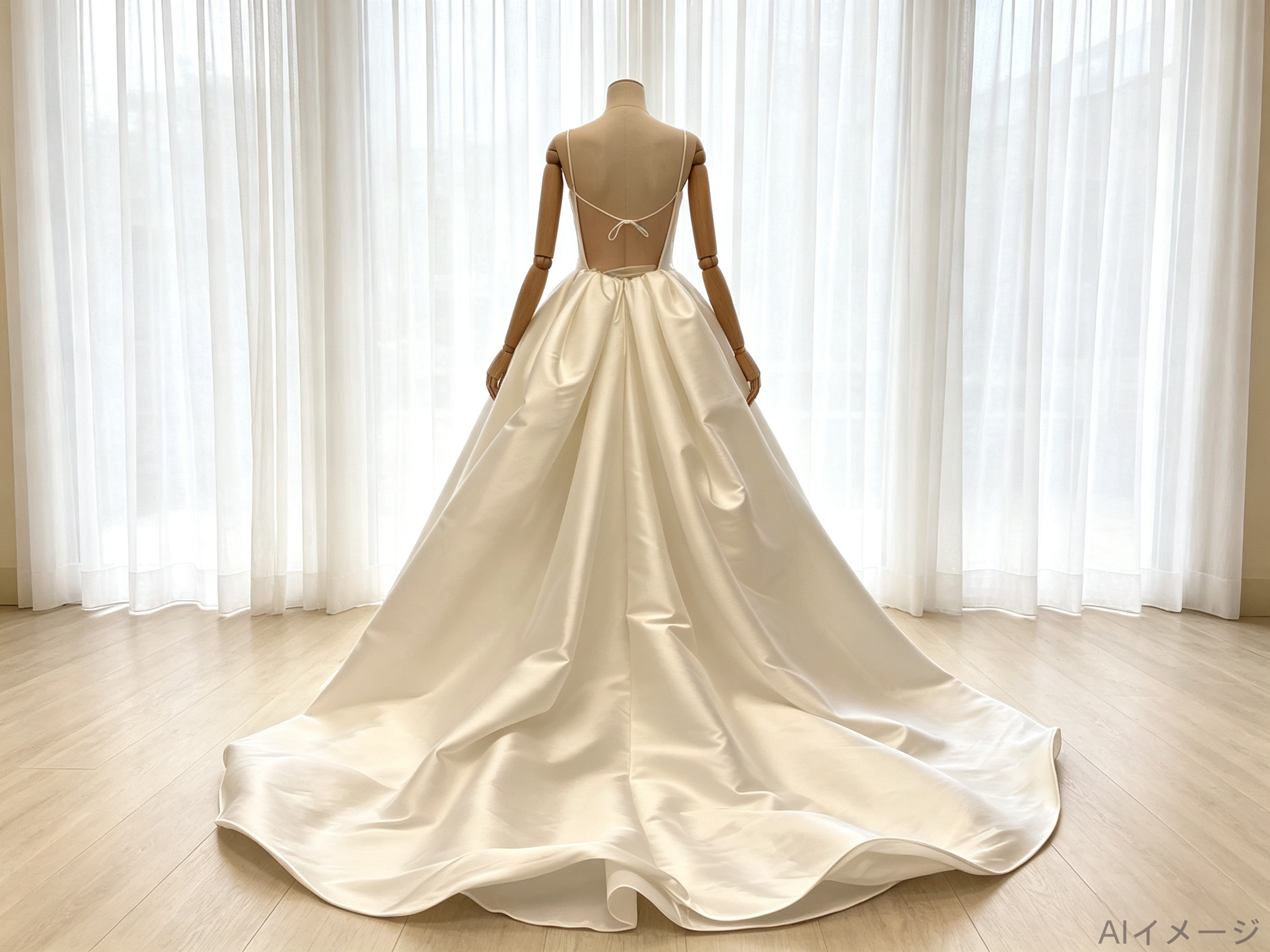 高品質！ウェディングドレス キャミソール ロイヤルサテン フレアスカート 大人っぽい 結婚式