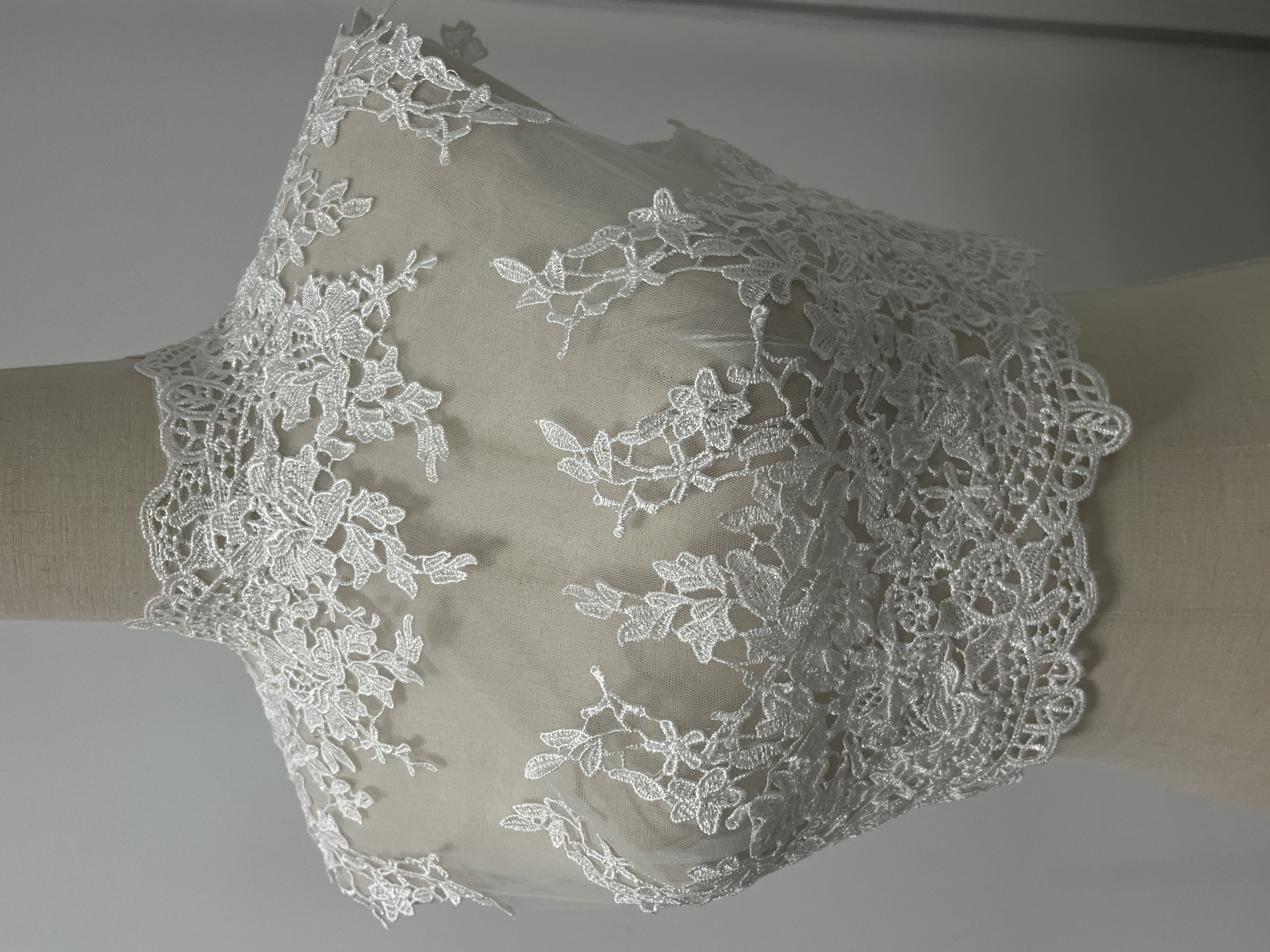 エレガント ボレロ ノースリーブ ハイネック くるみボタン 繊細レース 花嫁/ウェディングドレス