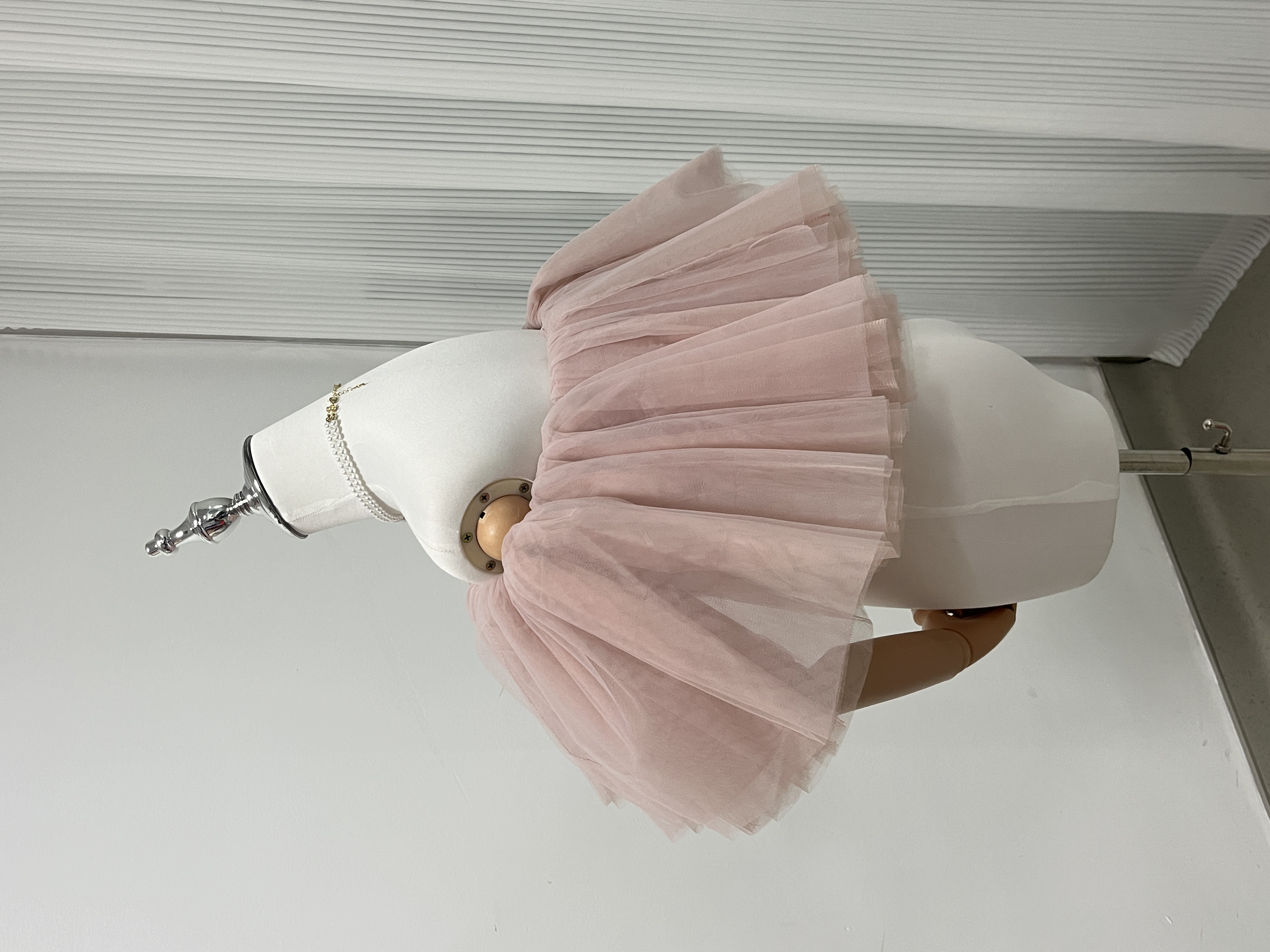 可愛い オフショルダー 取り外し ピンク ストレッチ ソフトチュール 花嫁/前撮り