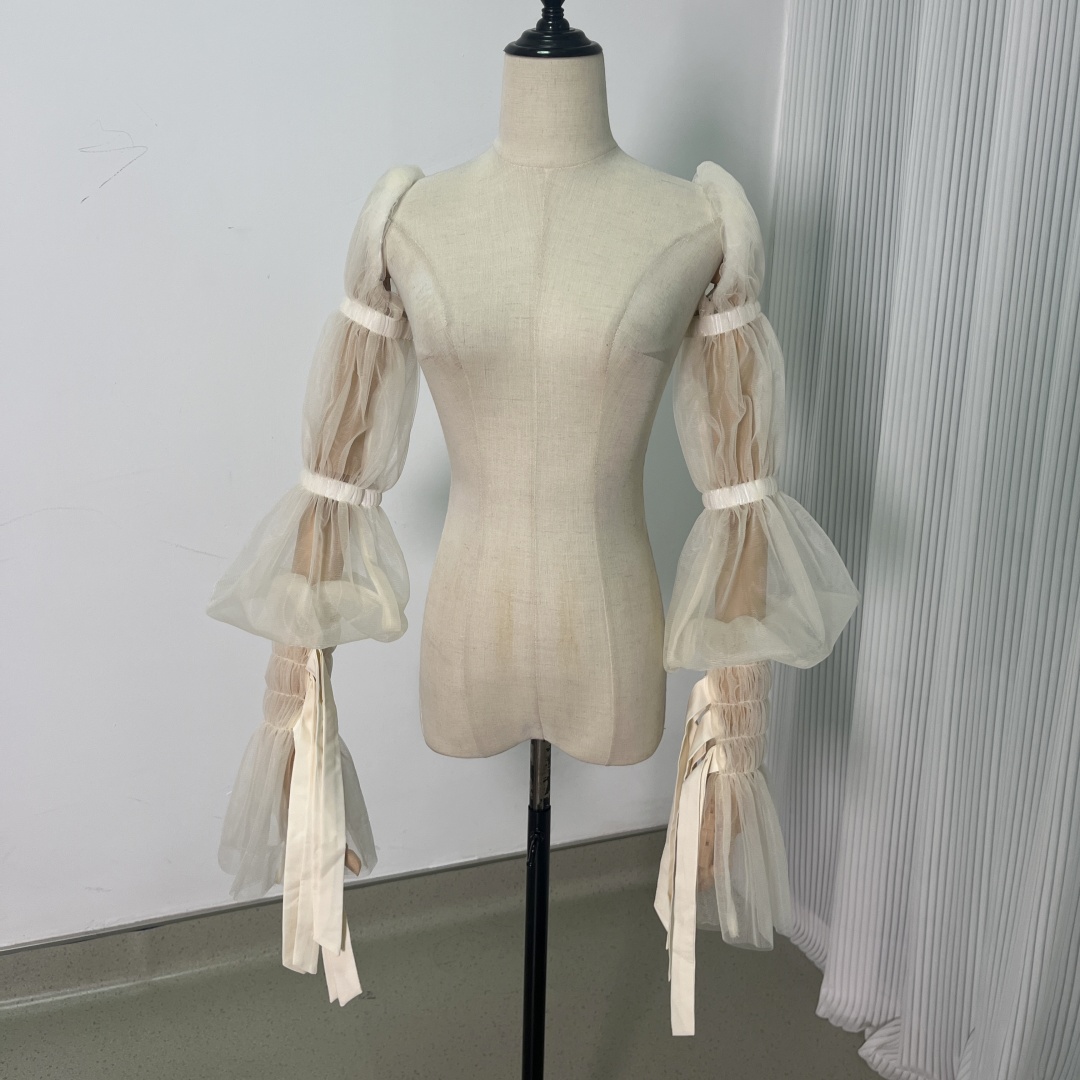 エレガント アイボリー 長袖 姫袖 シースルー袖 ストレッチ お色直し 前撮り