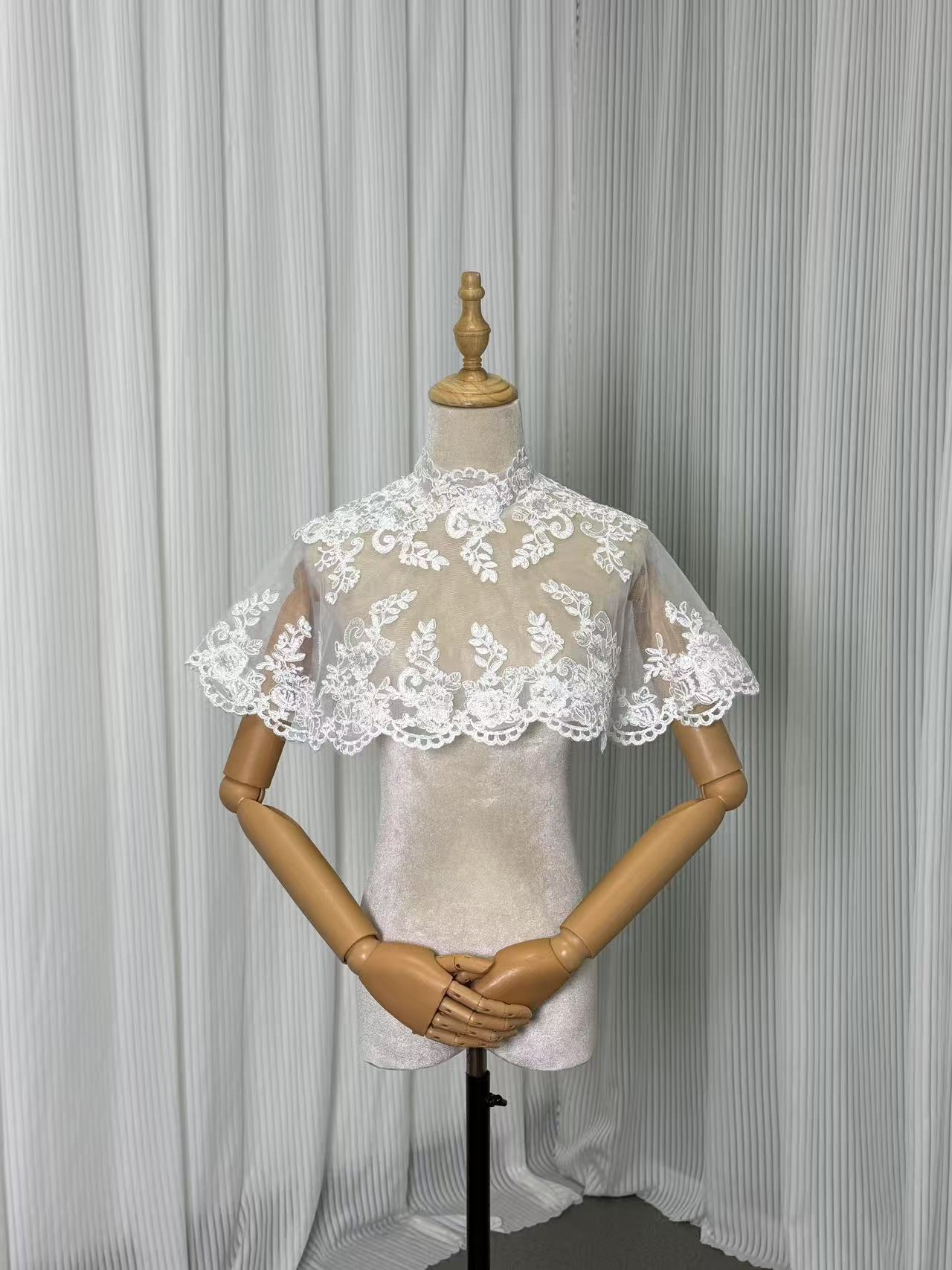 ボレロ ショール 魅惑の花レース くるみボタン ハンドメイド 結婚式