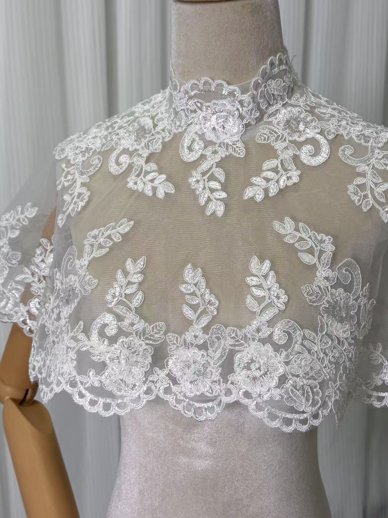 ボレロ ショール 魅惑の花レース くるみボタン ハンドメイド 結婚式